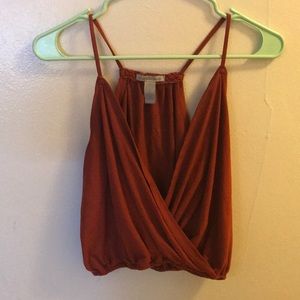 Orange wrap style crop top